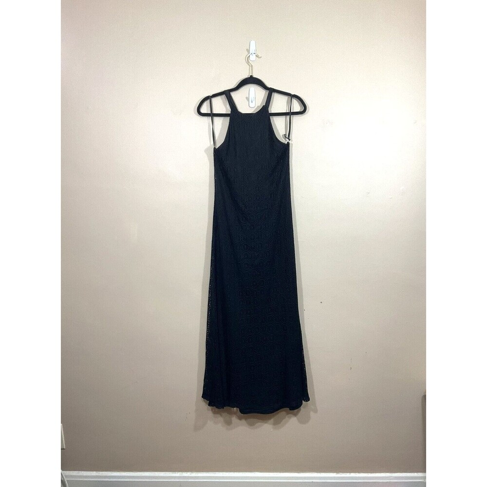 VTG Harlow Nites Womens Lace Halter Maxi Dress 6 Black Goth Witch Whimsigoth